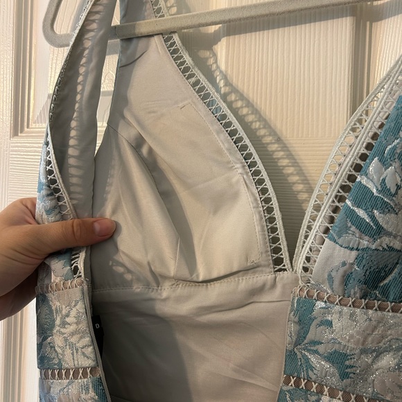 Aidan Mattox Sleeveless Floral Jacquard Fit-&-Flare Dress, Green, Size 8 - Picture 6 of 13